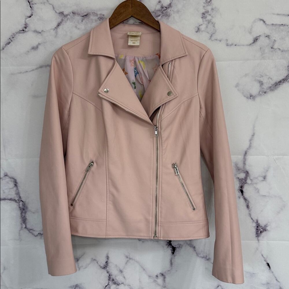HOT TOPIC Sailor Moon In The Name Of The Moon Pink Faux Leather Moto Jacket Jr M - Picture 6 of 13